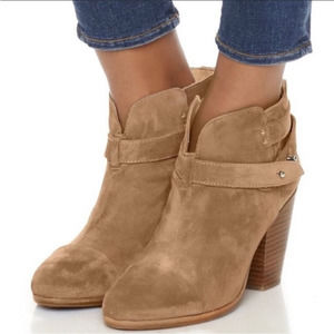 Rag & Bone Tan Size 9 Straps Buckle High Heel Suede Harrow Ankle Boots Bootie